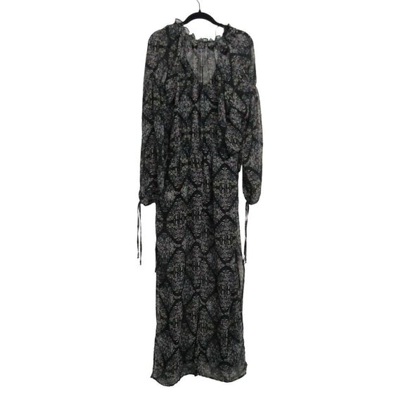NEW Love Stitch Women Medium Floral Print in Black Maxi Dress - Picture 4 of 6
